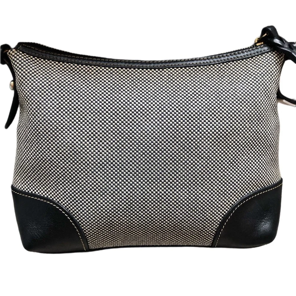 Dooney & Bourke Travel Tweed/Black Leather Cross Body Shoulder Bag